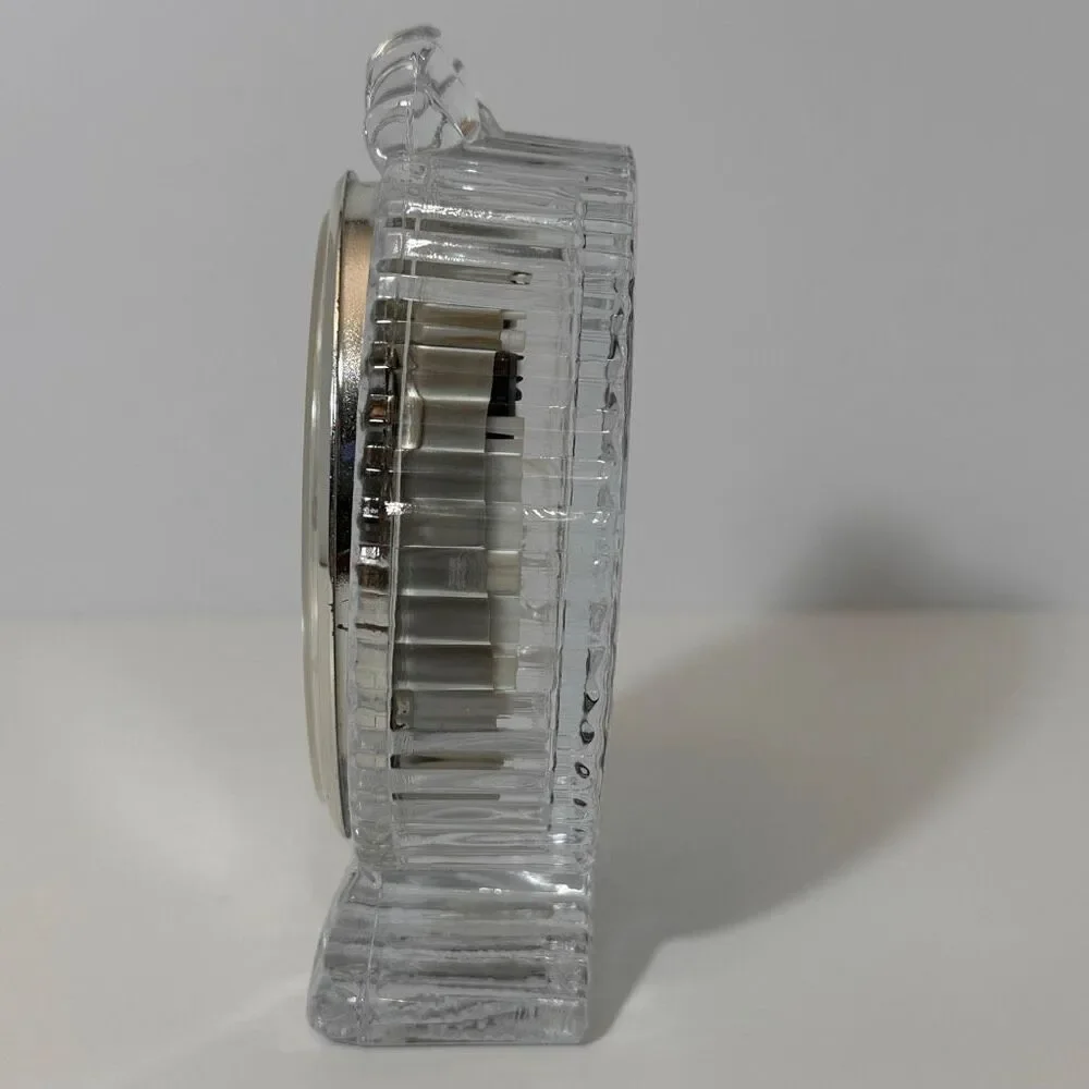 Oval Fifth Avenue Crystal Ltd Quartz Desk Clock w/ Roman Numerals & Clear Glass
